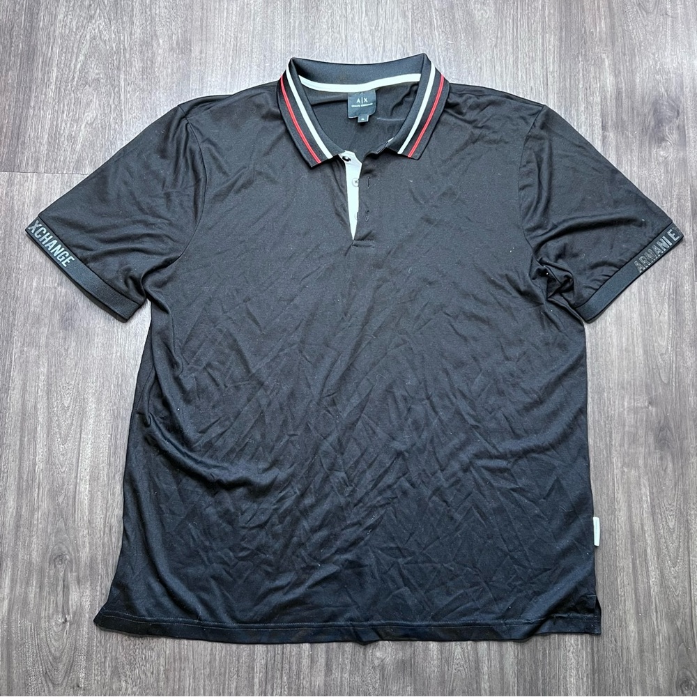 Armani Exchange Black Performance Polo Shirt